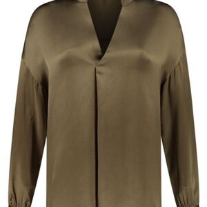 Vince 100 % Silk Elegant Olive Green Women's Top